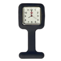 Montre silicone carrée pour blouse infirmière - Noir