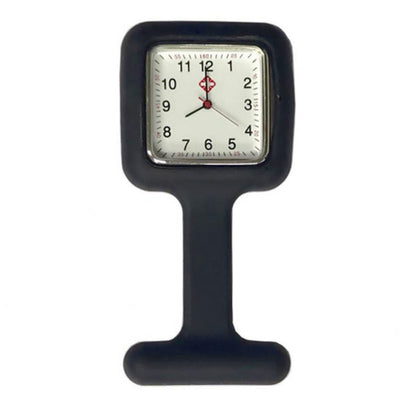 Montre silicone carrée pour blouse infirmière - Noir