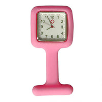 Montre silicone carrée pour blouse infirmière - Rose