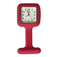 Montre silicone carrée pour blouse infirmière - Rouge