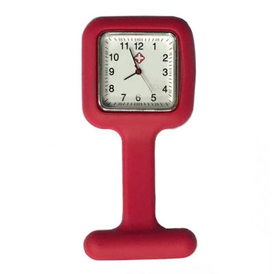 Montre silicone carrée pour blouse infirmière - Rouge