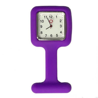 Montre silicone carrée pour blouse infirmière - Violet