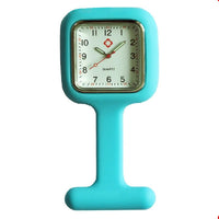 Montre silicone carrée pour blouse infirmière - Bleu