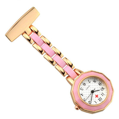 Montre élégante pour blouse infirmière - Rose et doré