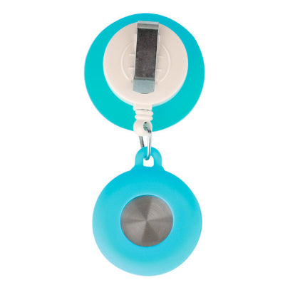 Montre rétractable "Smiley" BLEUE pour blouse infirmière - Verso attache à pince clip 