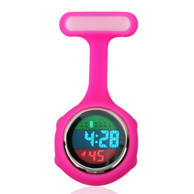 Montres digitales pour blouse infirmière - affichage numérique - Rose rétroéclairage couleur