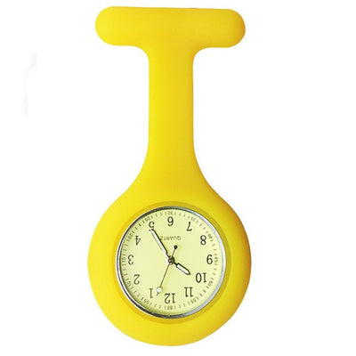 Montre analogique pour infirmière avec bracelet silicone et cadran couleur assorti - Jaune