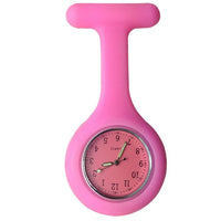 Montre analogique pour infirmière avec bracelet silicone et cadran couleur assorti - Rose