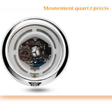 Montre à broche silicone détails mécanisme boitier mouvement quartz