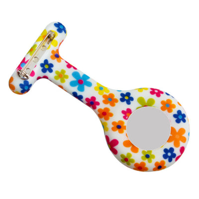 Montre à broche silicone pour infirmière motif "summer flowers" - verso