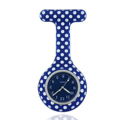 Montre infirmière silicone à pois - Bleu