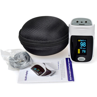 Oxymètre de pouls sans fil / Saturomètre Gris avec étui assorti - Matériel médical pour infirmière