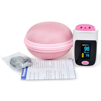 Oxymètre de pouls sans fil / Saturomètre Rose avec étui assorti - Matériel médical pour infirmière