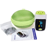 Oxymètre de pouls sans fil / Saturomètre - Vert avec étui assorti - Matériel médical pour infirmière