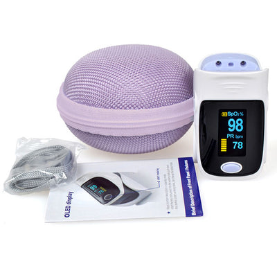Oxymètre de pouls sans fil / Saturomètre Violet avec étui assorti - Matériel médical pour infirmière