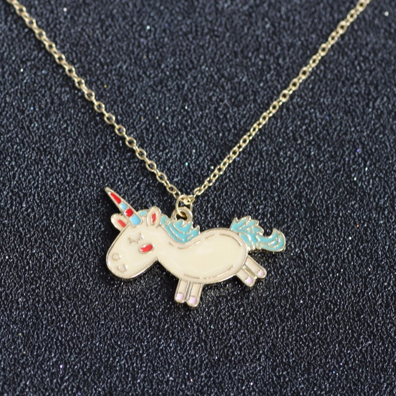 Collier Licorne Pendentif Cœur Coloré CZ - Cadeau Anniversaire Fille Femme Bijoux Magiques
