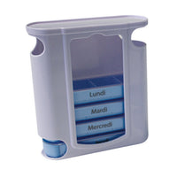 Pilulier hebdomadaire COMED en français - 7 compartiments journaliers divisés en 4 sous compartiments pour chaque moment de la journée