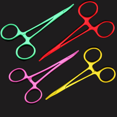 Pince à clamper / pince kocher à tête incurvée - 4 coloris - jaune, rouge, vert, rose - matériels et outils médicaux - La Boutique Des Infirmières