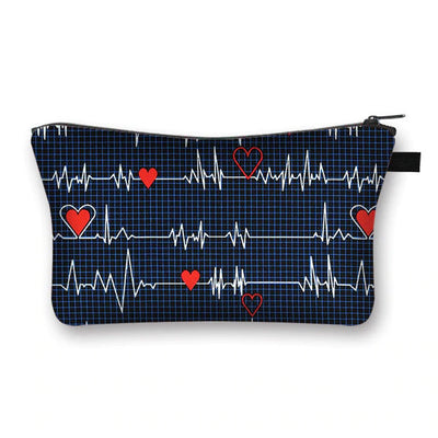 Pochette trousse cosmétique motif ECG pour soignants