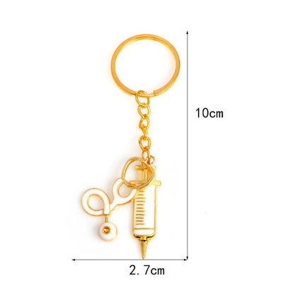 Porte-clés en forme de seringue et de stéthoscope pour infirmières et aide-soignantes