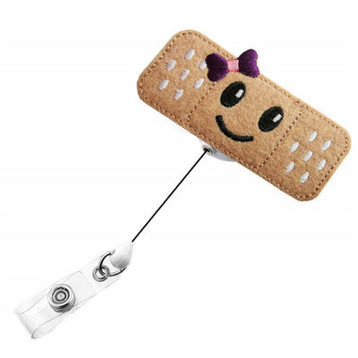 Portes-badges rétractables "Pansements" extensibles jusqu'à 60cm - Smiley violet 