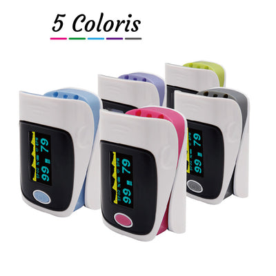 Oxymètre de pouls sans fil - saturomètre 5 coloris : Bleu, Rose, Violet, Gris, Vert - matériel médical pour infirmières