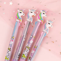 Stylo 3 couleurs à tête de Licorne - fournitures de bureau fantaisie