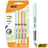 Surligneurs BIC Highlighter Grip Pastel - Pack de 4