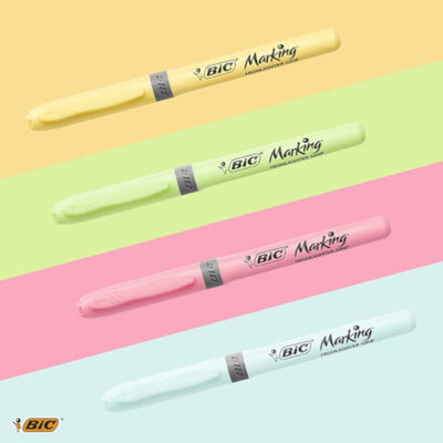 Surligneurs BIC Highlighter Grip Pastel - 4 couleurs assorties
