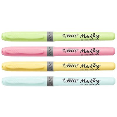 Surligneurs BIC Highlighter Grip Pastel - Pack de 4