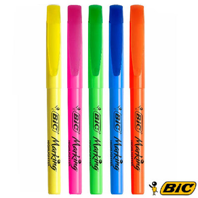 BIC surligneurs fluo highlighter x5 - jaune, rose, vert, bleu, orange