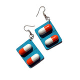 Boucles d'oreilles médicament en forme de pilules - Bleu - Bijoux infirmières