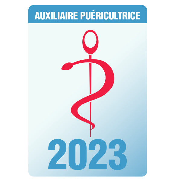 Caducée pour Auxiliaire Puéricultrice 2023 - Autocollant pare-brise vitrophanie pour soignants, infirmières...