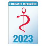 Caducée pour Etudiante Infirmiere 2023 - Modèle Fantaisie - Autocollant pare-brise vitrophanie pour soignant infirmière