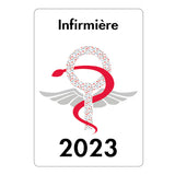 Caducée pour infirmière 2023 - Modèle Fantaisie - Autocollant pare-brise vitrophanie pour soignant infirmière