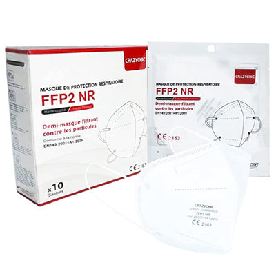 Masque FFP2 KN95 EN149:2001+A1:2009 - boîte de 20 masques de protection Anti virus, anti bactéries, anti poussière - Boîte de 10