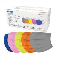 Masques chirurgicaux multicolores Type IIR - Boîte de 50 masques Bleu, Rose, Jaune, Orange, Gris