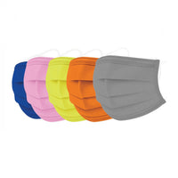 Masques chirurgicaux multicolores Type IIR - Boîte de 50 masques Bleu, Rose, Jaune, Orange, Gris