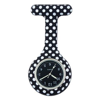 Montre infirmière silicone à pois - Noir