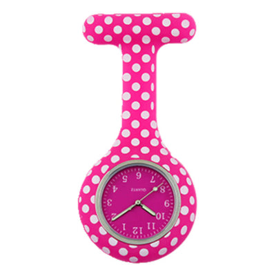 Montre infirmière silicone à pois - Rose