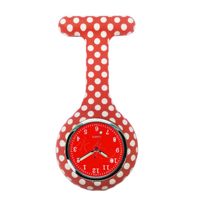 Montre infirmière silicone à pois - Rouge