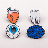 Pin's "Human Body" - Pins en forme de Cœur / Oeil / Dent / Cerveau humain - Bijoux pour Infirmières