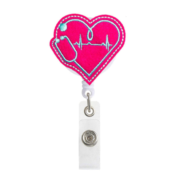 Porte-badge rétractable Coeur ECG- La Boutique Des Infirmières