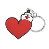 Porte-clés "Love Nurse" en silicone en forme de coeur et chapeau d'infirmière pour soignants