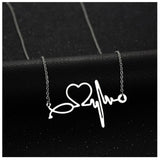 Collier pendentif stéthoscope ECG Argent - Bijoux pour Infirmières