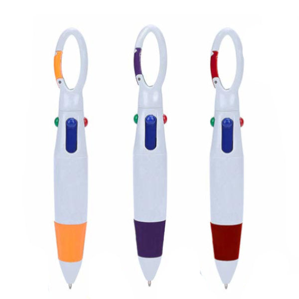 stylos 4 couleurs avec mousqueton 