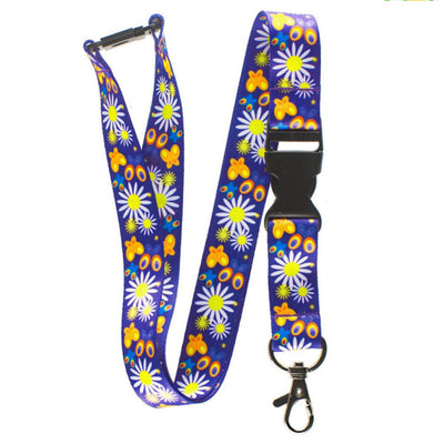 Tour de cou pour clés et porte badges fleurs et papillons "BLEU" - accessoires pour Infirmières